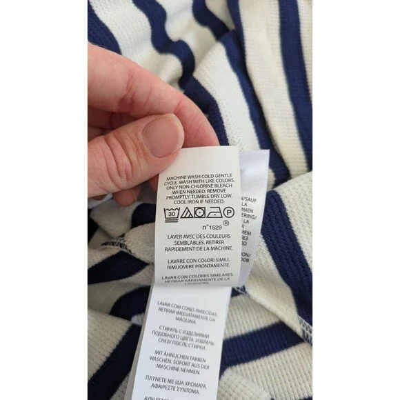 Polo Ralph Lauren Women's Maxi Dress Large Waffle Knit Preppy Blue White Striped - Picture 9 of 11